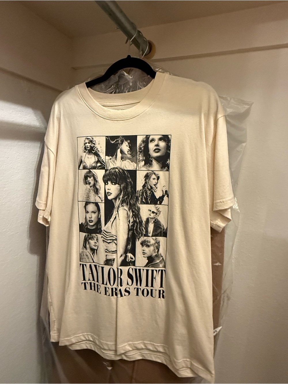 Taylor Swift Cream Tour Tee with Black Typography